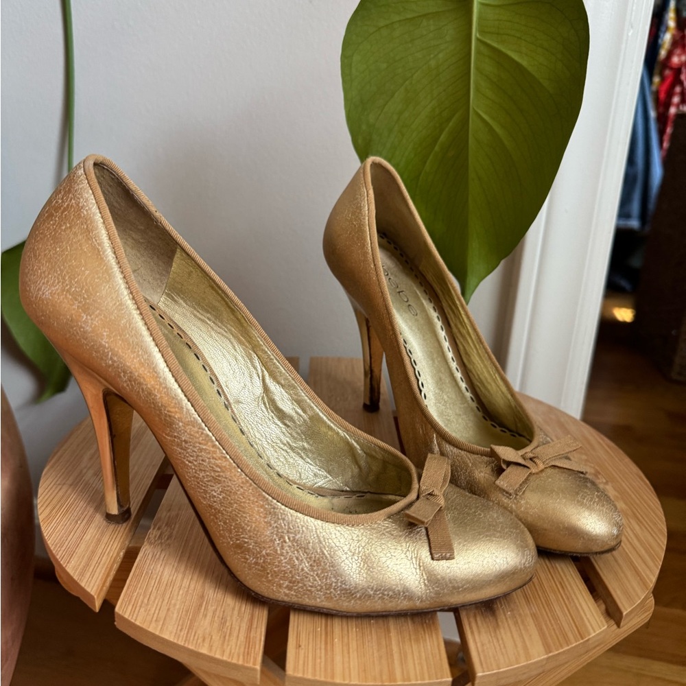 bebe Shimmering Gold Heels